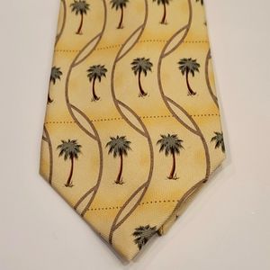 Tommy Bahama silk tie yellow vertical deco palm